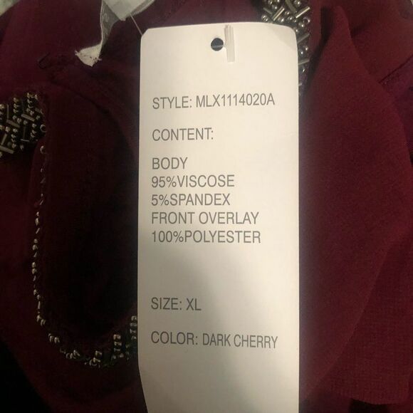 Design History pleaded front sleeveless dark cherry detail neck blouse size XL - Picture 6 of 7